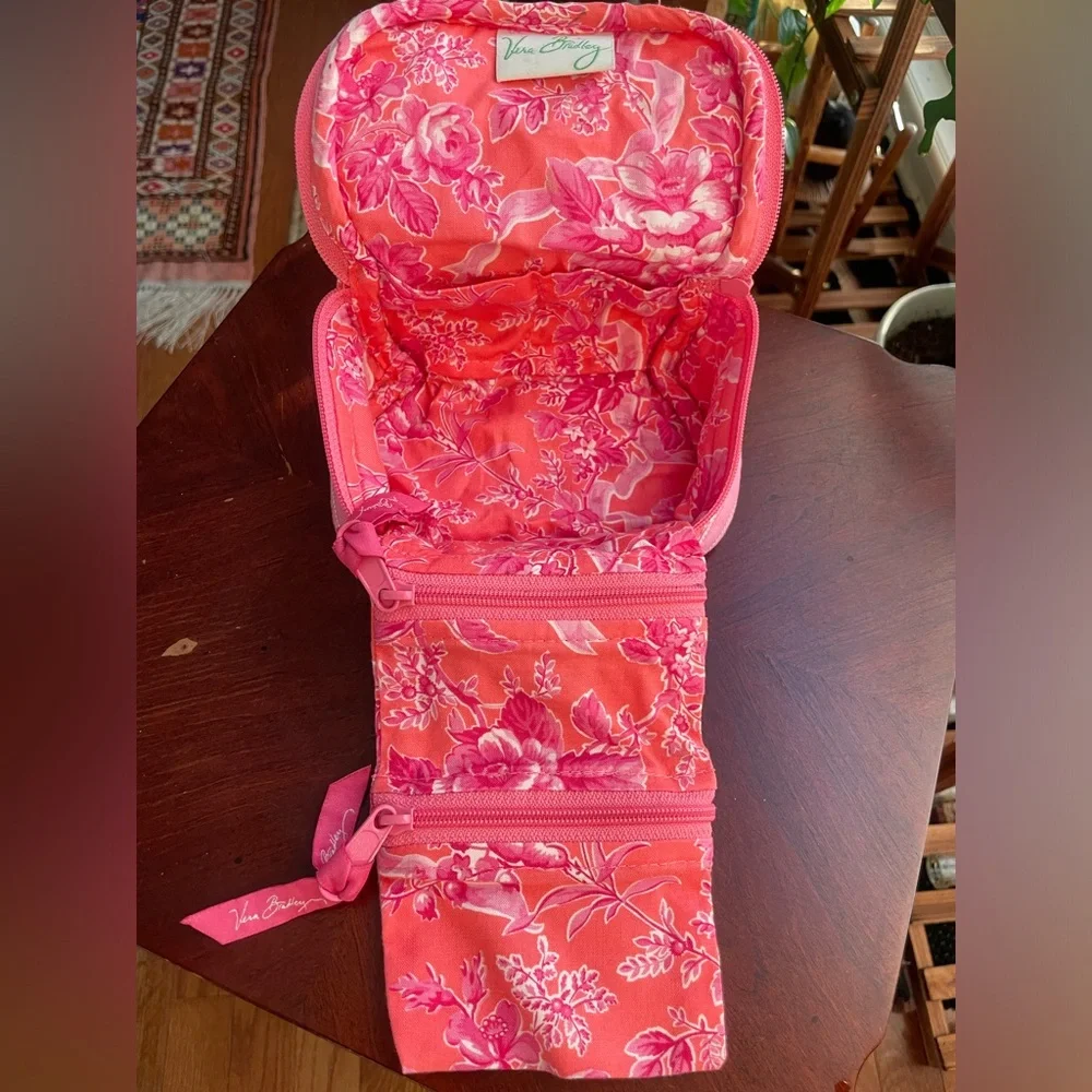 Vera Bradley Pink Coral Floral Quilted Cosmetic Case